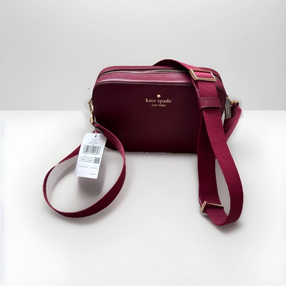 NWT New Kate Spade  Mini Cam Bag Saffiano Leather Blackberry